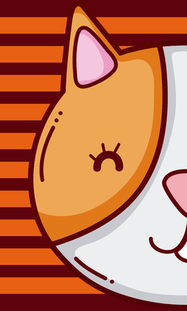 Cute nad lovely cat head cartoon over striped background vector illustration graphic designのイラスト素材