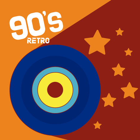 90s retro cartoons with music vintage vinyl vector illustration graphic designのイラスト素材