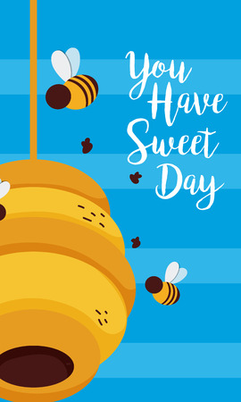 You have a sweet day card with honey cartoons vector illustration graphic designのイラスト素材
