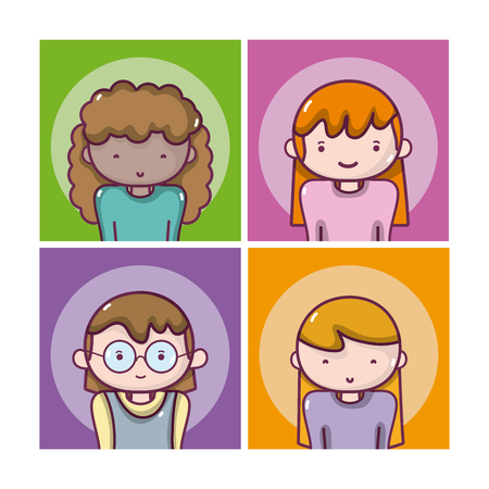 Set of girls avatar collection vector illustration graphic designのイラスト素材