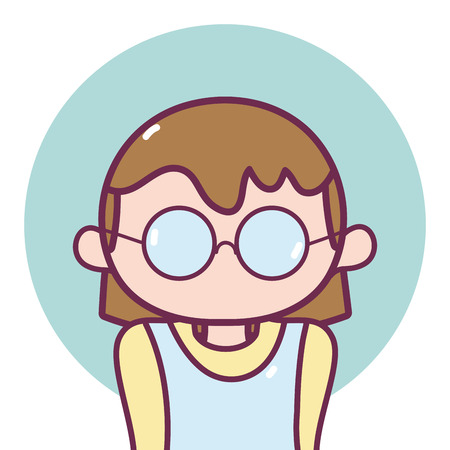 Woman avatar profile with glasses and brown hair vector illustration graphic designのイラスト素材