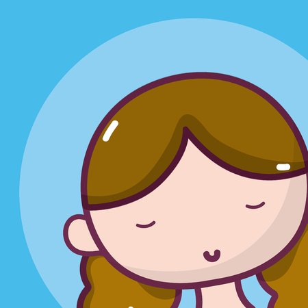 Woman avatar profile with brown hair vector illustration graphic designのイラスト素材
