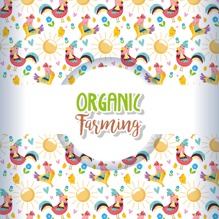 Organic farming background with cartoons vector illustration graphic designのイラスト素材