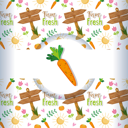 Organic farming background with cartoons vector illustration graphic designのイラスト素材