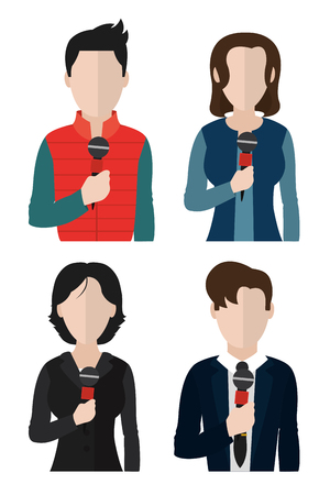 Set of journalists avatars cartoons vector illustration graphic designのイラスト素材