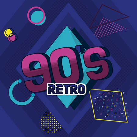 90s retro card design with elements and shapes vector illustration graphic designのイラスト素材