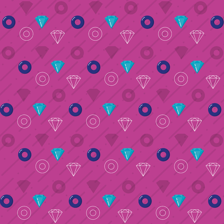 90s retro background pattern diamond and circles vector illustration graphic designのイラスト素材