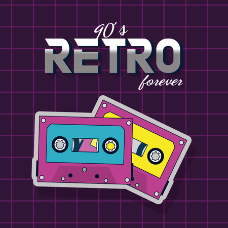 90s retro elements and cartoons colorful poster vector illustration graphic design vector illustration graphic designのイラスト素材