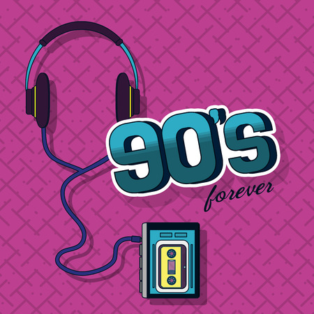 90s retro card with elements cartoons vector illustration graphic designのイラスト素材