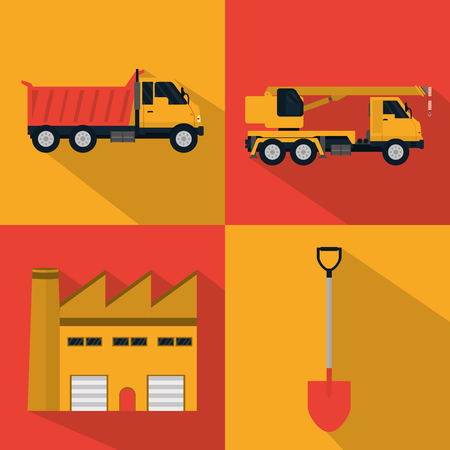 Set of construction icons on square frames vector illustration graphic designのイラスト素材