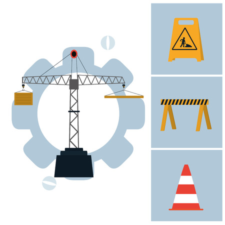 Construction industry with elements and icons vector illustration graphic designのイラスト素材