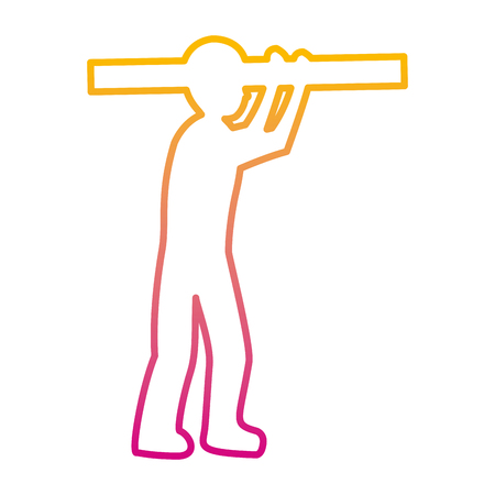 degraded line pictogram laborer with construction equipment maintenance vector illustrationのイラスト素材
