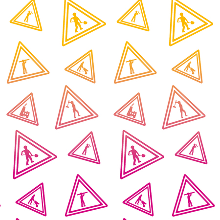 degraded line triangle caution emblem to industry maintenance background vector illustrationのイラスト素材