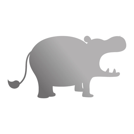 silhouette hippopotamus safari wild animal vector illustrationのイラスト素材