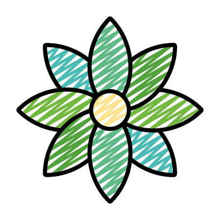 doodle beauty flower with natural petals style vector illustrationのイラスト素材