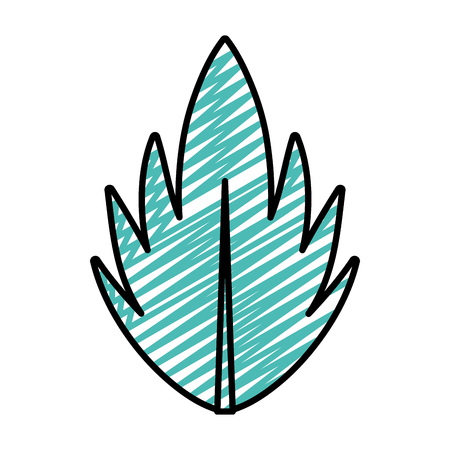 doodle beauty exotic leaf with nature style vector illustrationのイラスト素材