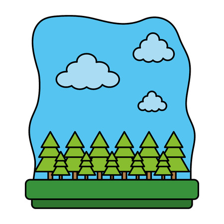 color exotic trees ecology preserve landscape vector illustrationのイラスト素材