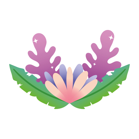 cute flower with exotic plants leaves vector illustrationのイラスト素材