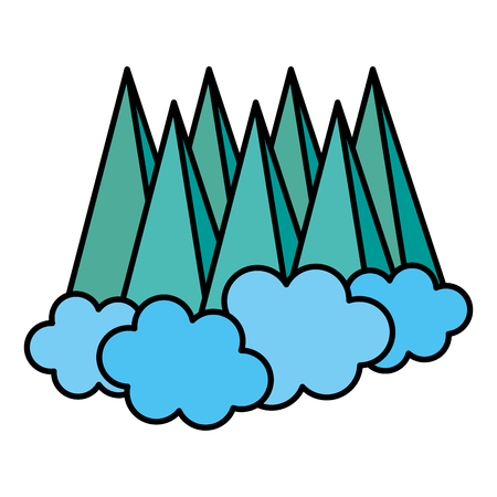 color nature isometric mountains and clouds landscape vector illustrationのイラスト素材