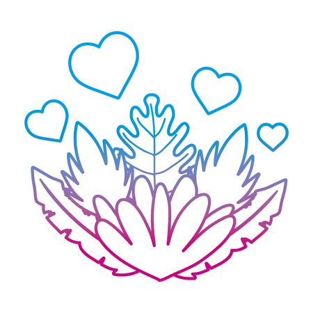 degraded line nice flower with hearts and exotic plant vector illustrationのイラスト素材