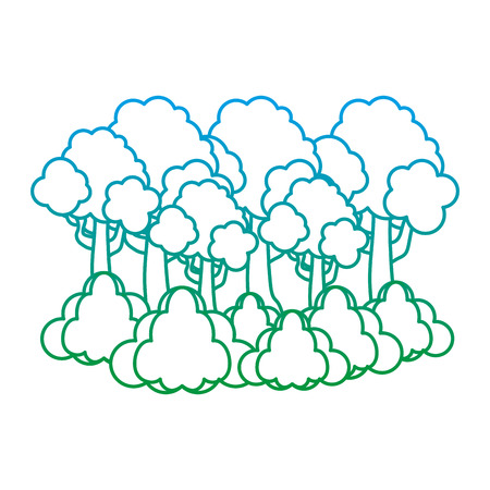degraded line tropical tree branches leaves and clouds vector illustrationのイラスト素材