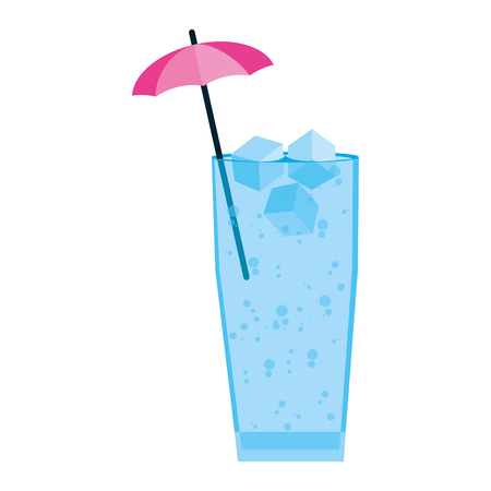 delicious cold beverage glass with umbrella vector illustrationのイラスト素材