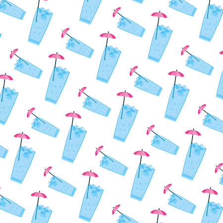 cold glass beverage with unbrella background vector illustrationのイラスト素材