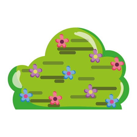 spring bush plant with flowers style vector illustrationのイラスト素材