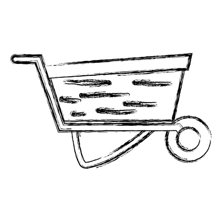 grunge industrial wheelbarrow transport equipment service vector illustrationのイラスト素材