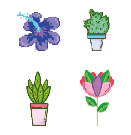 Set of garden and nature pixelated icons collection vector illustration graphic designのイラスト素材