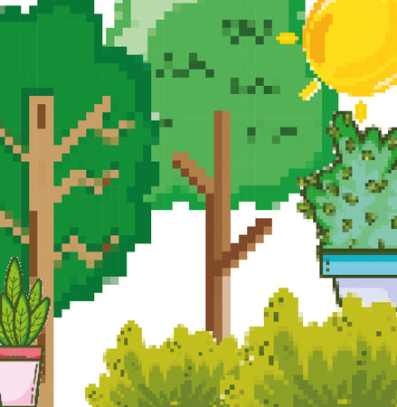 Pixelated forest sceneryのイラスト素材