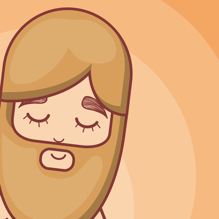 Young man hippie face cartoon with beard vector illustration graphic designのイラスト素材