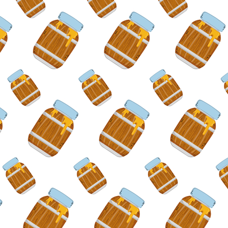 wood bottle with delicious honey background vector illustrationのイラスト素材