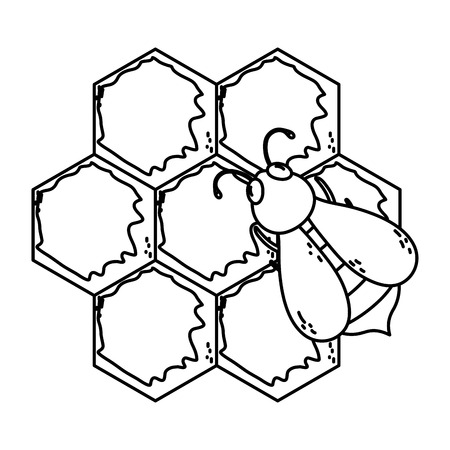 line cute bee insect with delicious honey vector illustrationのイラスト素材