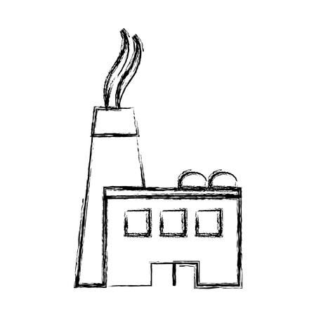 grunge pictogram industry factory production plant vector illustrationのイラスト素材
