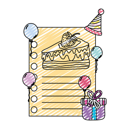 doodle cute letter to birthday party celebration vector illustrationのイラスト素材