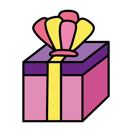 color present gift box with crown accessory vector illustrationのイラスト素材