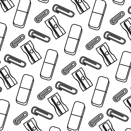 line clips with eraser and sharpener tools background vector illustrationのイラスト素材