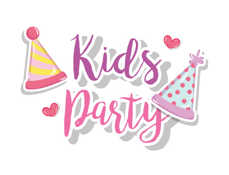 Kids party birthday hats cartoon vector illustration graphic designのイラスト素材