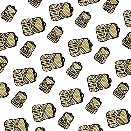 doodle education backpack school tool background vector illustrationのイラスト素材