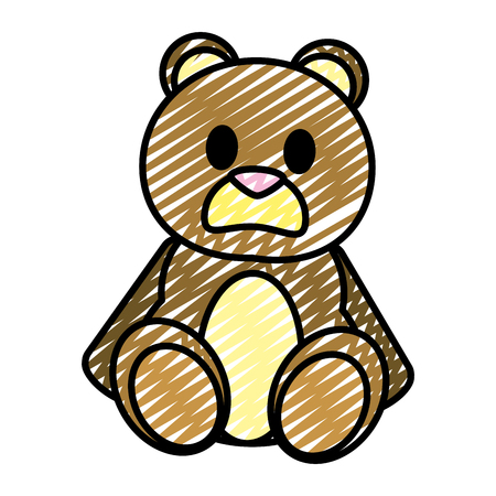 doodle bear teddy cute toy childhood vector illustrationのイラスト素材