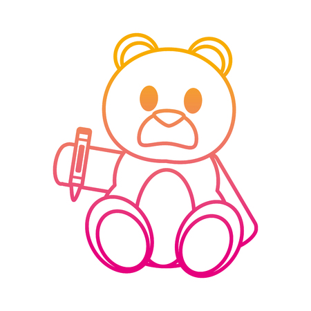 degraded line bear teddy cute toy with crayon vector illustrationのイラスト素材