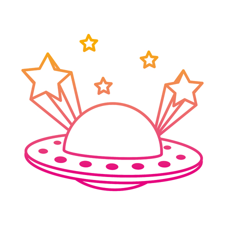degraded line ufo universe object and shoothing stars vector illustrationのイラスト素材