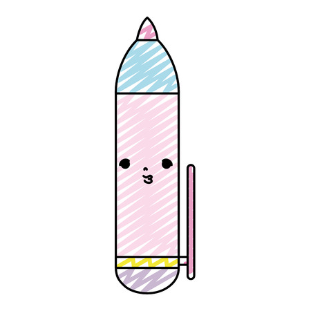 doodle kawaii nice highlighter pen object vector illustrationのイラスト素材