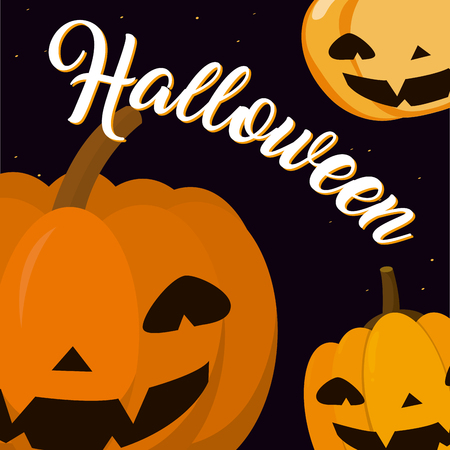 Halloween with pumpkin cute cards cartoons vector illustration graphic designのイラスト素材