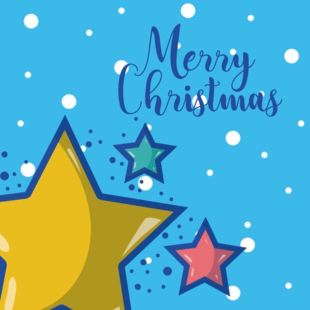 Merry christmas card with stars cartoons vector illustration graphic designのイラスト素材