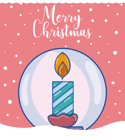 Merry christmas card with candle cartoons vector illustration graphic designのイラスト素材
