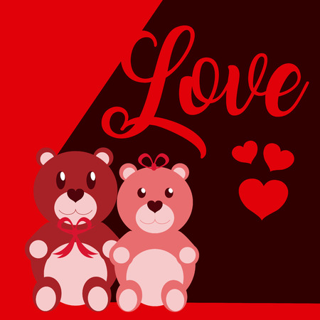 Cute love with cute teddy bears cartoons vector illustration graphic designのイラスト素材