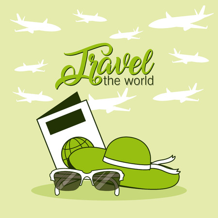 Travel the world with passport and sunglasses vector illustration graphic designのイラスト素材