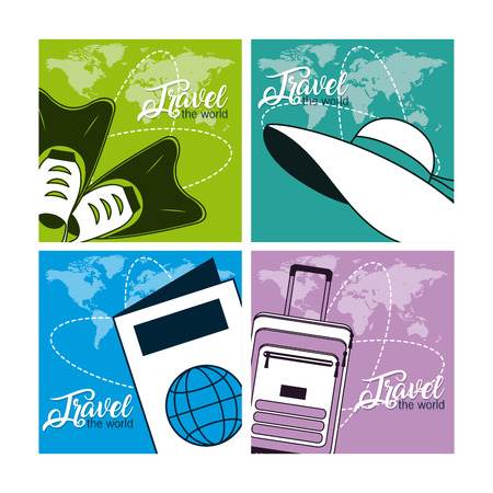 Set of world travel cardsのイラスト素材